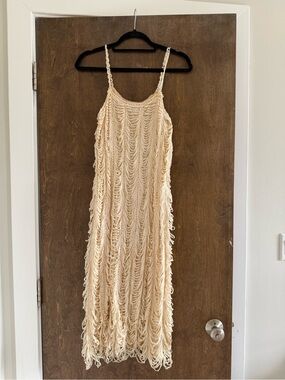 Prada Cream Crochet Midi Slip Dress